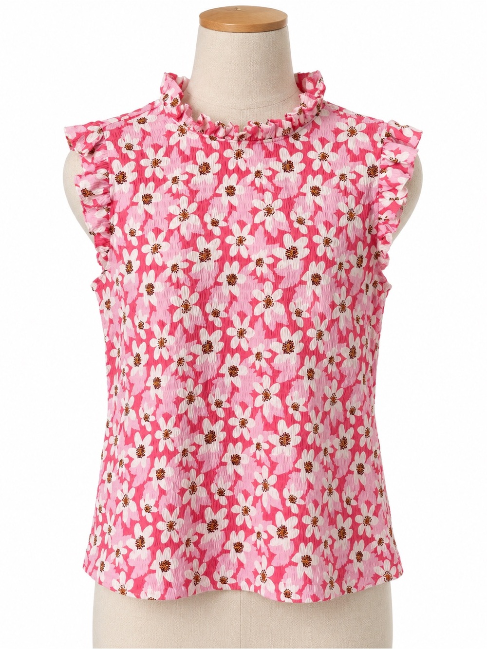 Women’s Staccato Pink Floral Ruffle Sleeve Top - Size Large